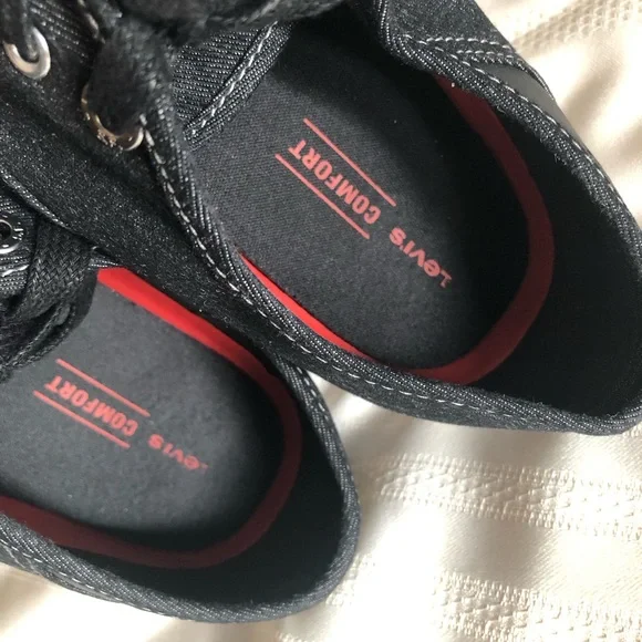 Levi's Comfort Canvas Sneakers Shoes Low Top Black Denim 51751901A Mens 9 - Picture 7 of 15